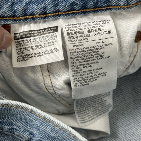 Levi's 501 Jeans Mens 33x32 Blue Denim Straight Leg Button Fly Stretch Distress - Picture 4 of 7